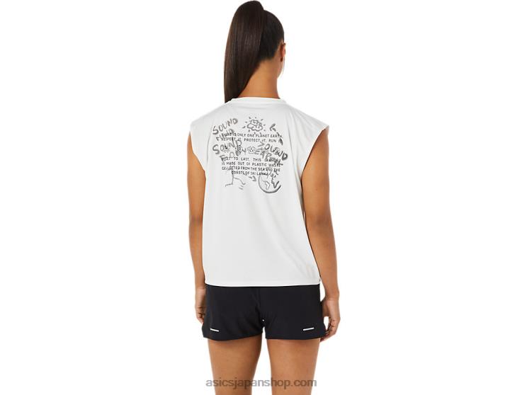 女性用オーシャンウェイストラントップ L20V3483Asics ナチュラルホワイト