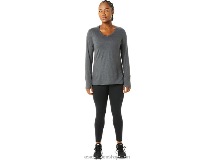女性用長袖ヘザートップ L20V3690Asics ダークグレーヘザー