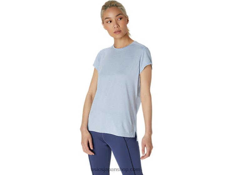 女性のドライ半袖トップ L20V3810Asics ミストヘザー