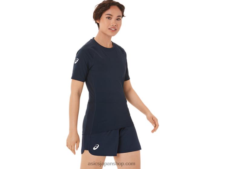 女性用ツーピースレスリングトップ L20V3812Asics チームネイビー