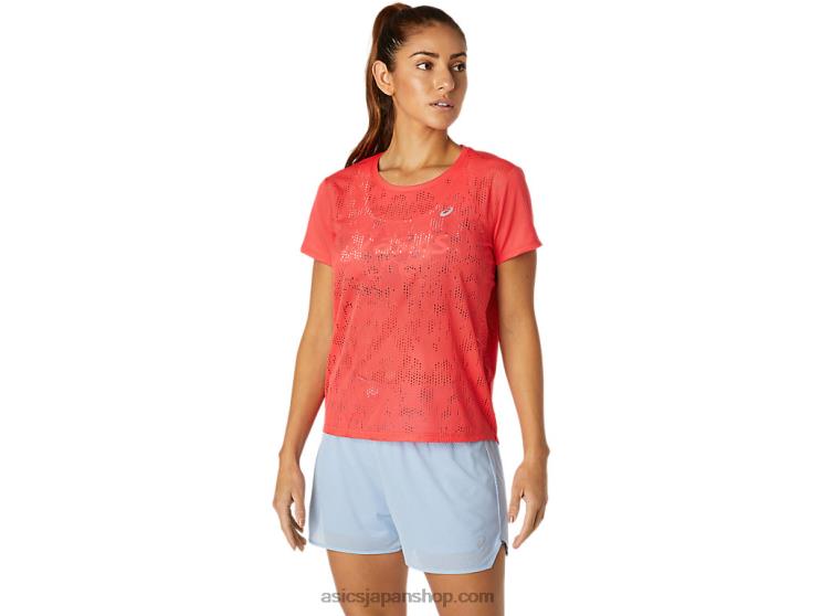 女性用ベンチレート半袖トップ L20V3818Asics ピンクグレープフルーツ