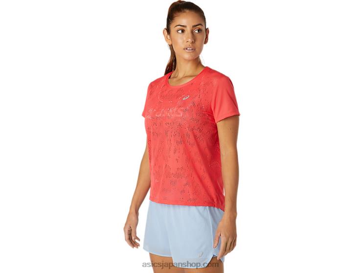 女性用ベンチレート半袖トップ L20V3818Asics ピンクグレープフルーツ