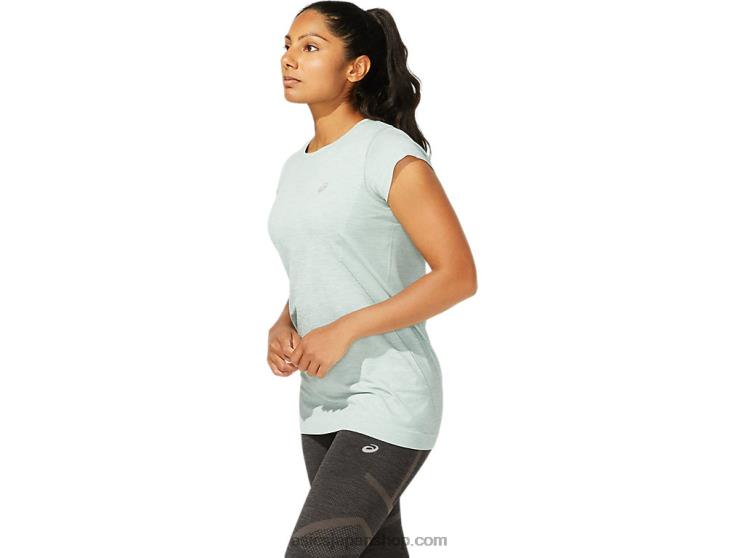 女性用レースシームレス半袖トップ L20V3960Asics スレートグレー