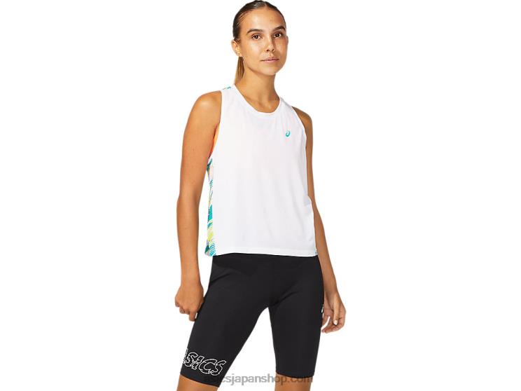女性用カラーインジェクションタンク L20V3967Asics 鮮やかな白/バルト海の宝石