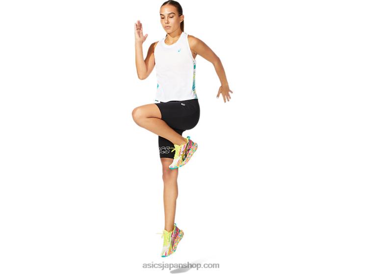 女性用カラーインジェクションタンク L20V3967Asics 鮮やかな白/バルト海の宝石