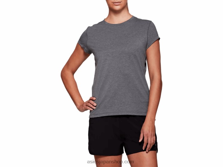 女性のドライ半袖トップ L20V4035Asics ダークグレーヘザー