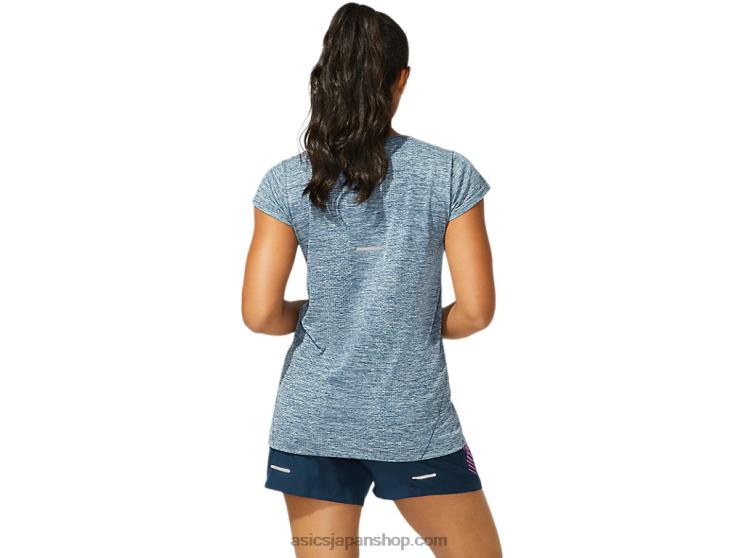 女性用レースシームレス半袖トップ L20V4040Asics フレンチブルー