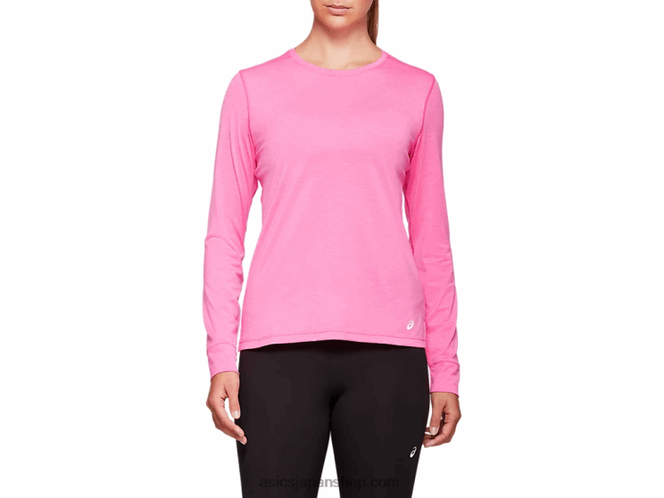 女性のドライ長袖トップ L20V4047Asics ピンクグロヘザー