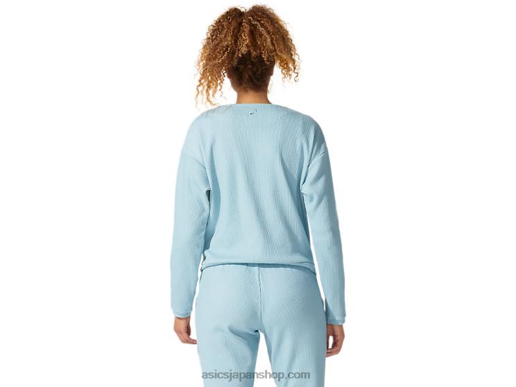 女性用ソフトストレッチスウェットトップ L20V4053Asics スモークブルー