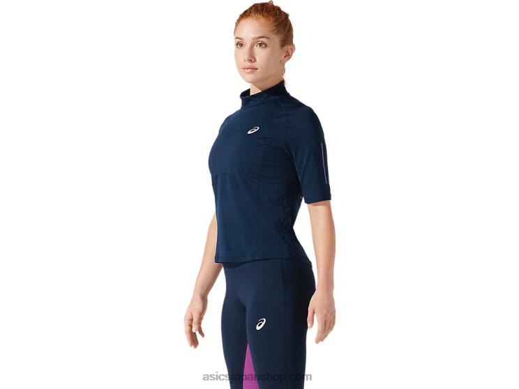 女性用視認性半袖トップ L20V4064Asics フレンチブルー