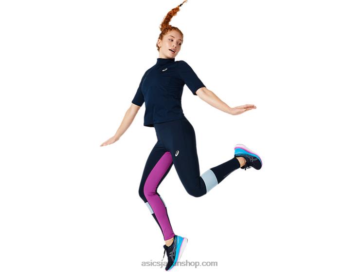 女性用視認性半袖トップ L20V4064Asics フレンチブルー