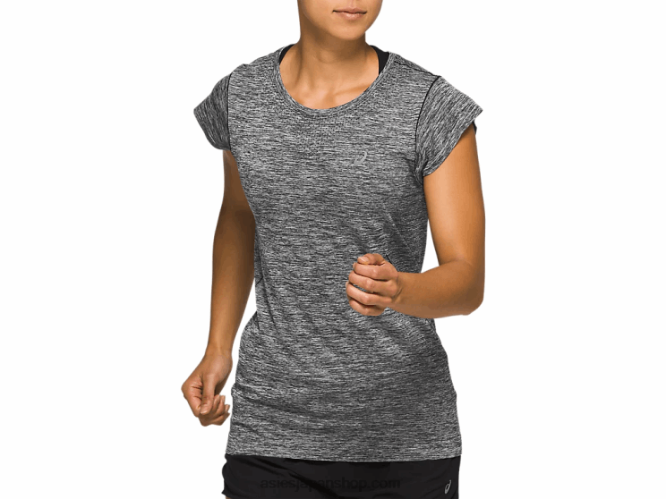 女性用レースシームレス半袖トップ L20V4126Asics パフォーマンスブラック