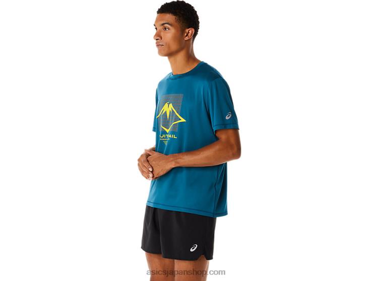 メンズフジトレイルロゴ半袖トップ L20V436Asics インクティール