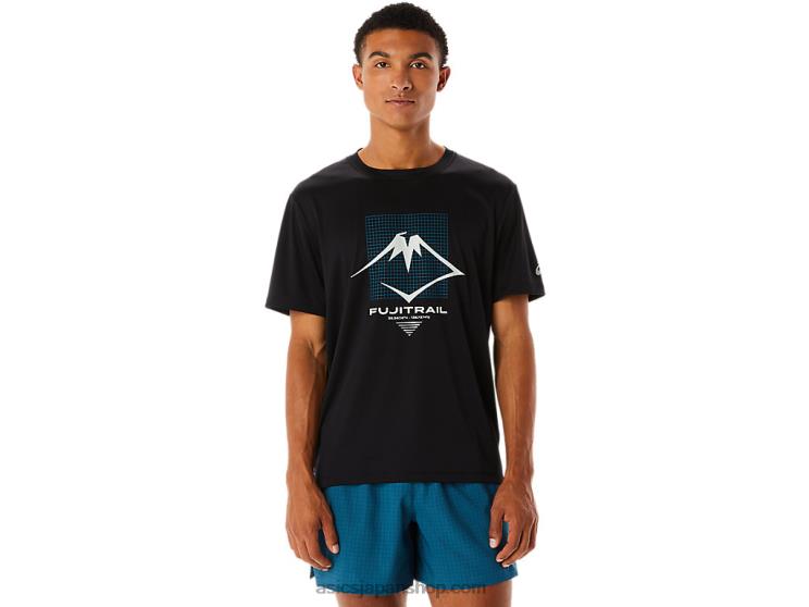 メンズフジトレイルロゴ半袖トップ L20V526Asics パフォーマンスブラック