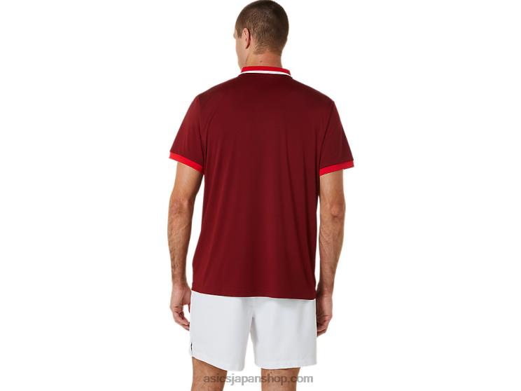 メンズコートポロシャツ L20V547Asics ビーツジュース/クラシックレッド