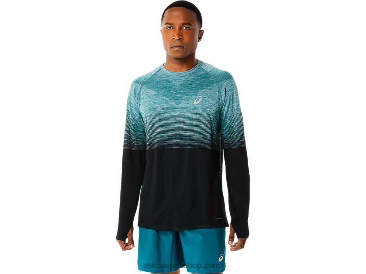 メンズシームレス長袖トップ L20V862Asics ベルベットパイン/パフォーマンスブラック