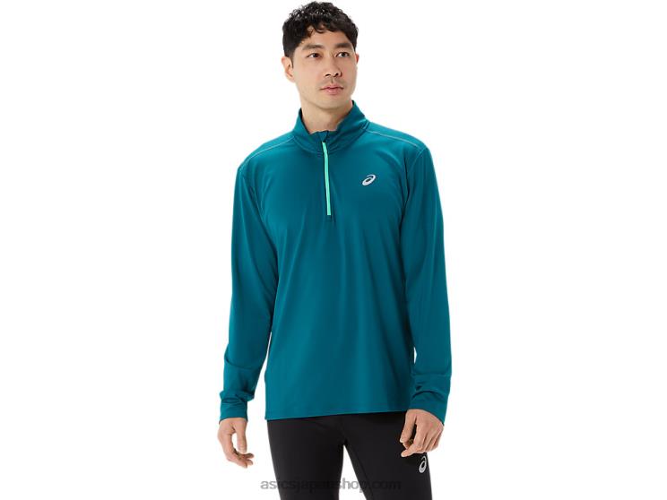 メンズ レディセット ハーフジップ L20V975Asics ベルベットパイン/ニューリーフ