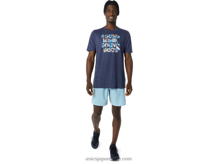 ハイビスカススローガンTシャツ L20V1045Asics ピーコートヘザー