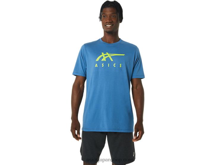ストライプ半袖Tシャツ L20V1085Asics 紺碧