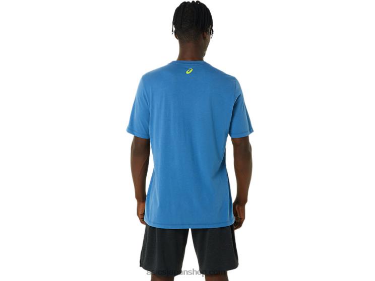 ストライプ半袖Tシャツ L20V1085Asics 紺碧