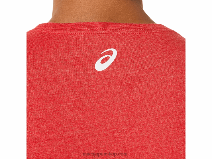 ストライプ半袖Tシャツ L20V1255Asics クラシックなレッドヘザー