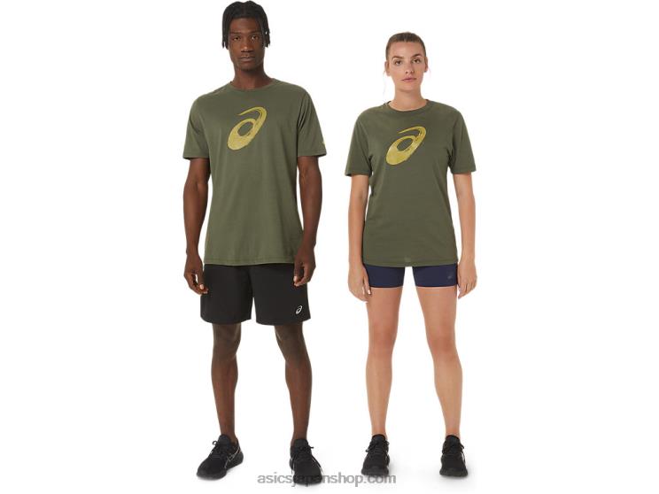 ペイントブラシ半袖Tシャツ L20V1258Asics オリーブキャンバス