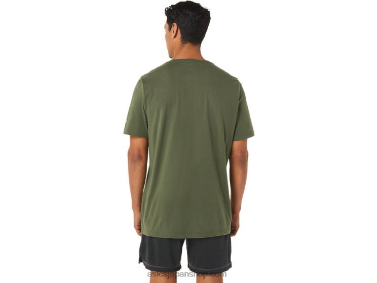 ペイントブラシ半袖Tシャツ L20V1258Asics オリーブキャンバス