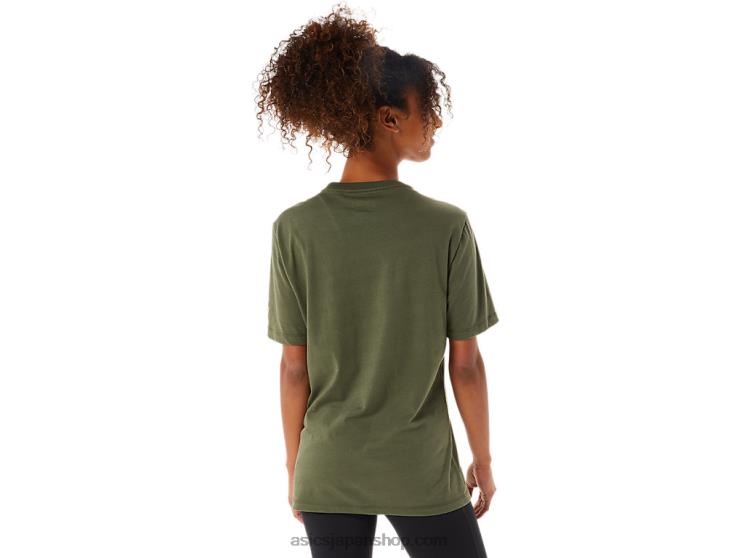 ペイントブラシ半袖Tシャツ L20V1258Asics オリーブキャンバス