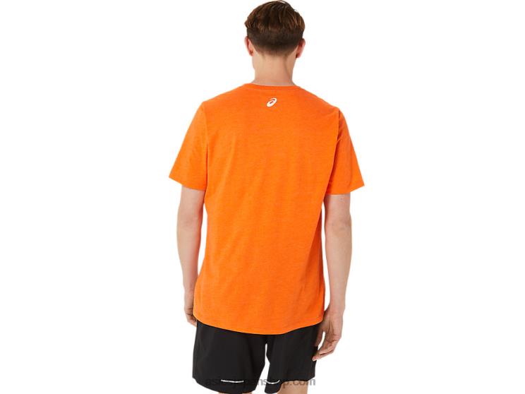 スポーツTシャツの半袖特性 L20V1269Asics マリーゴールドオレンジヘザー