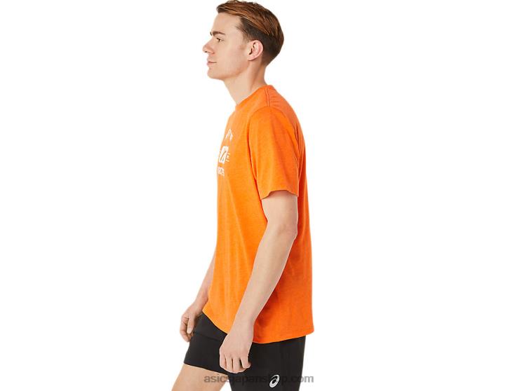 スポーツTシャツの半袖特性 L20V1269Asics マリーゴールドオレンジヘザー