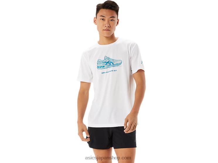 シューズグラフィック半袖Tシャツ L20V1368Asics 鮮やかな白