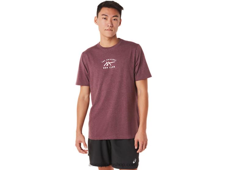 半袖ランクラブTシャツ L20V1462Asics 深火星のヘザー