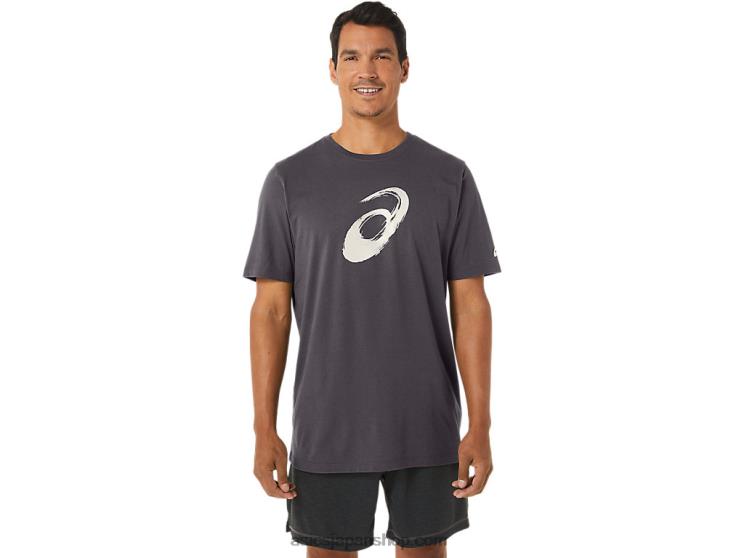 ペイントブラシ半袖Tシャツ L20V158Asics ダークグレーヘザー