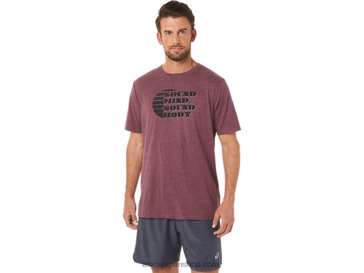 半袖ライズスローガンTシャツ L20V1607Asics 深火星のヘザー