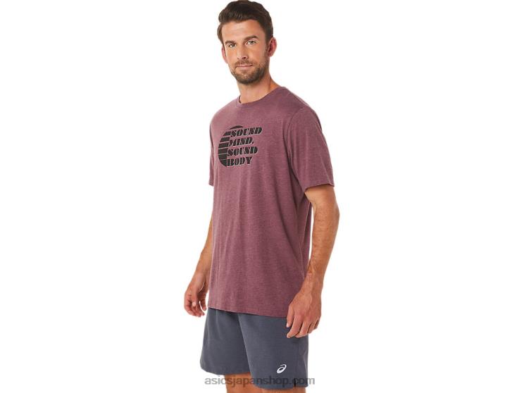 半袖ライズスローガンTシャツ L20V1607Asics 深火星のヘザー