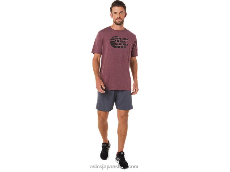 半袖ライズスローガンTシャツ L20V1607Asics 深火星のヘザー