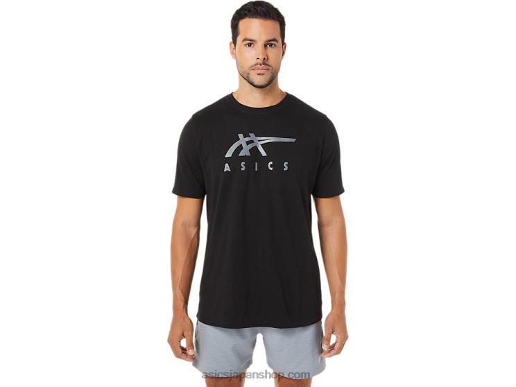 ストライプ半袖Tシャツ L20V1716Asics パフォーマンスブラック