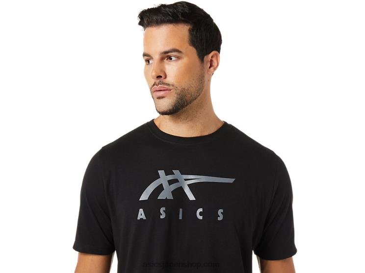 ストライプ半袖Tシャツ L20V1716Asics パフォーマンスブラック