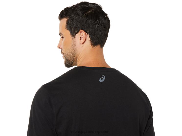 ストライプ半袖Tシャツ L20V1716Asics パフォーマンスブラック