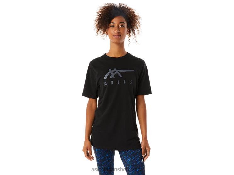 ストライプ半袖Tシャツ L20V1716Asics パフォーマンスブラック