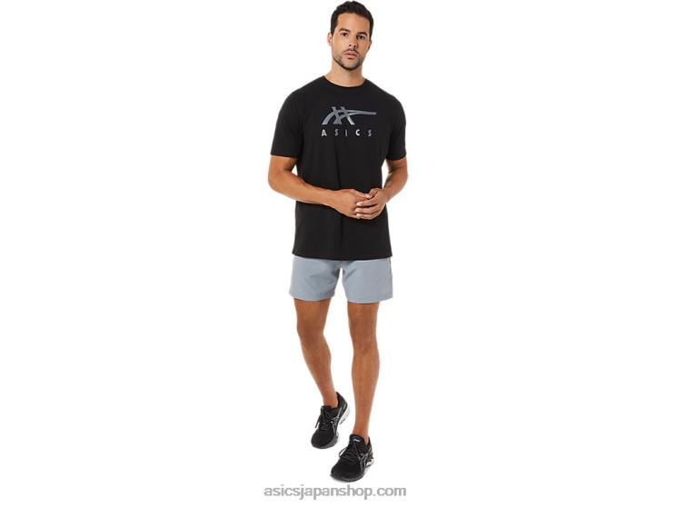 ストライプ半袖Tシャツ L20V1716Asics パフォーマンスブラック
