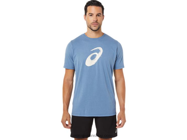 ペイントブラシ半袖Tシャツ L20V1742Asics ストームブルー