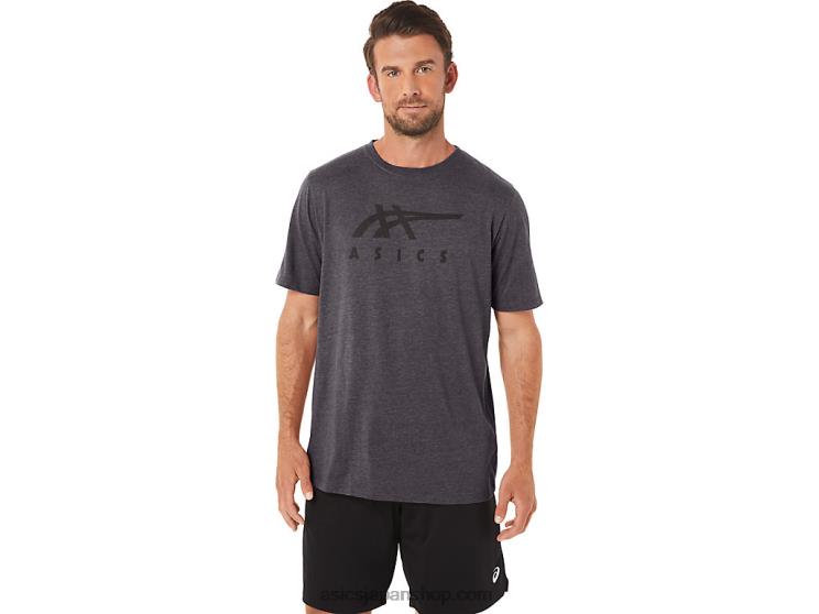 ストライプ半袖Tシャツ L20V19Asics ダークグレーヘザー