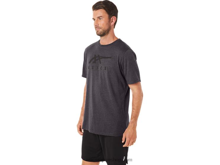 ストライプ半袖Tシャツ L20V19Asics ダークグレーヘザー