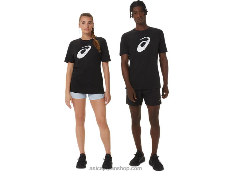 ペイントブラシ半袖Tシャツ L20V2075 Asicsパフォーマンスブラック