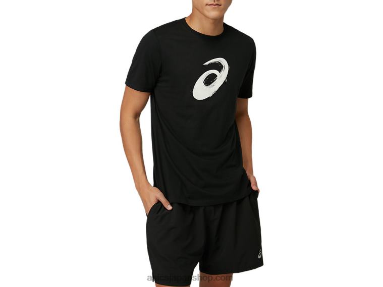 ペイントブラシ半袖Tシャツ L20V2075 Asicsパフォーマンスブラック