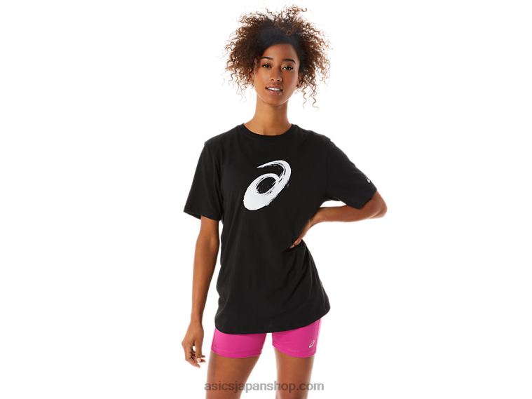 ペイントブラシ半袖Tシャツ L20V2075 Asicsパフォーマンスブラック