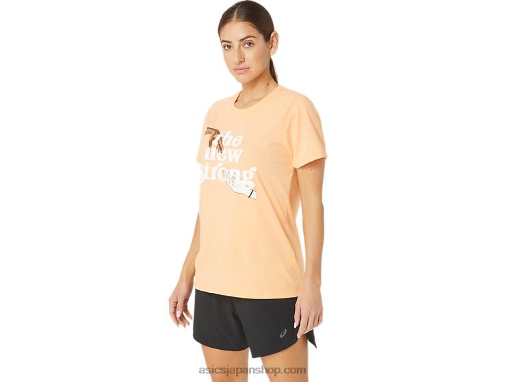 女性用の新しいストロング ラン T シャツ L20V2232Asics 夏の砂丘