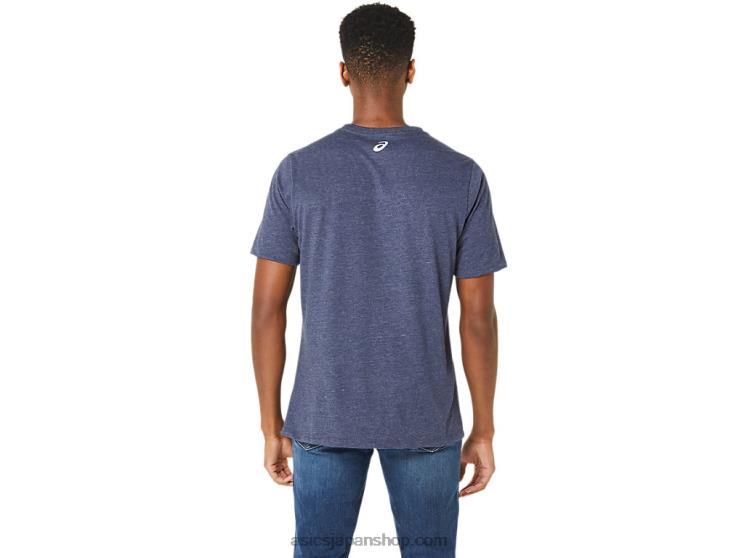 ユニセックス ブルー ジーンズ マイル クルー T シャツ L20V25Asics ピーコートヘザー