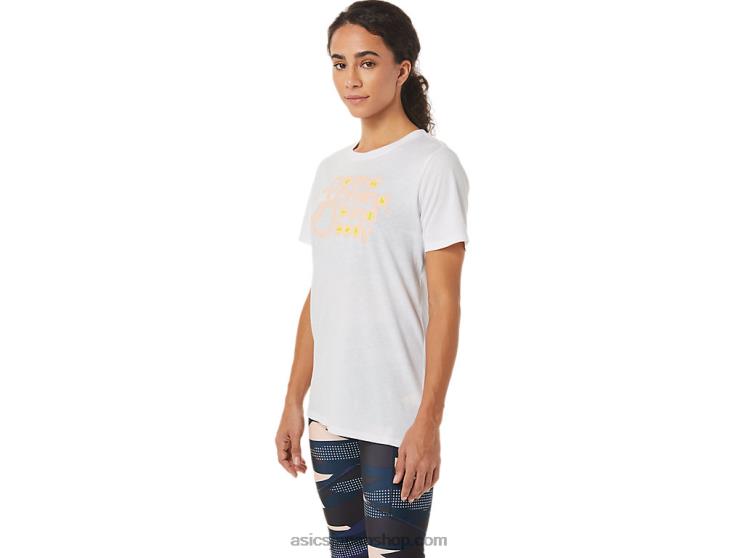 女性用グラフィックTシャツ L20V3574Asics 鮮やかな白